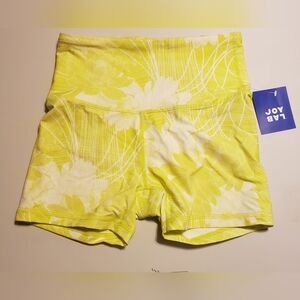 JoyLab Vibrant Yellow and White Bike Shorts with Stretchy Fabric